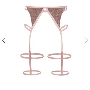 Queen wear garter set in rose shine nwt